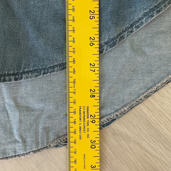 TopShop Moto Chambray Embroidered Button Up Blouse Denim US size 12 - Picture 10 of 12